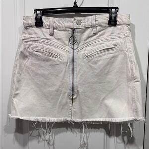 Distressed White Denim Skirt